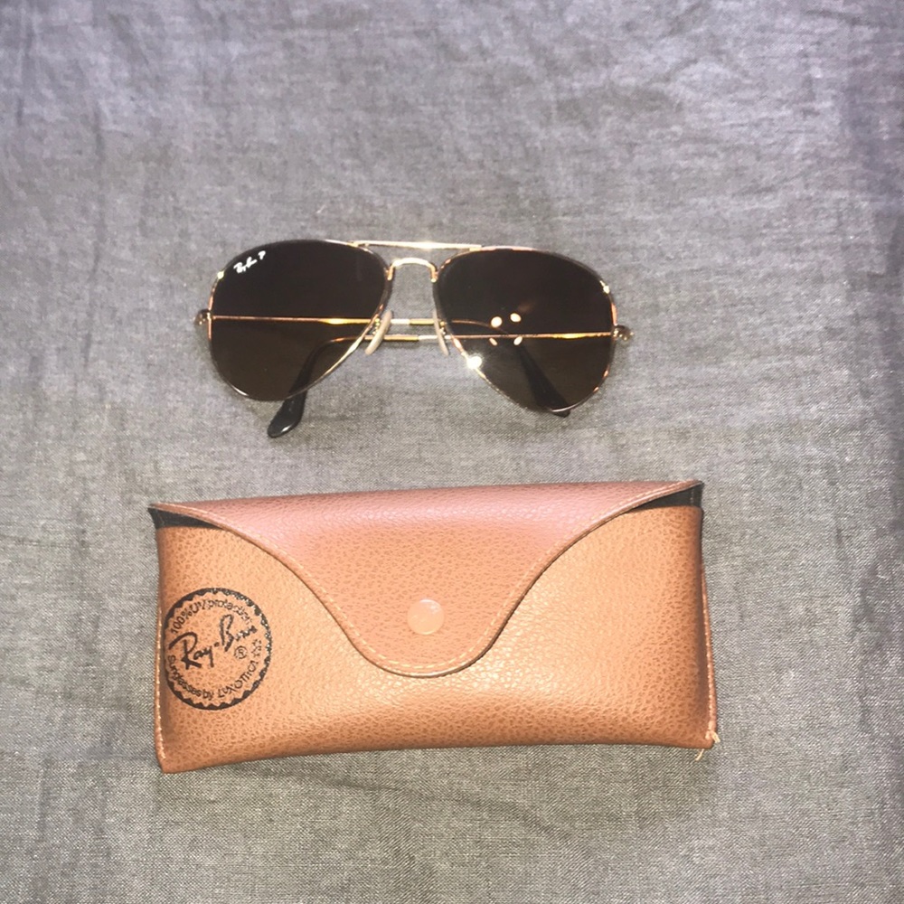 Gold frames with brown polarized lenses Ray ban